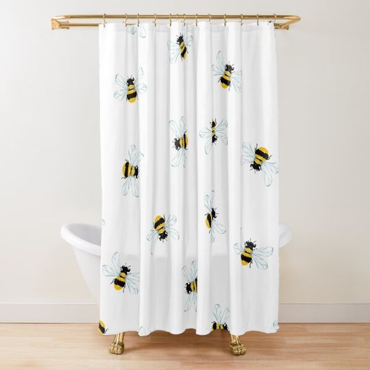 Discover Cute Little Bumble Bee Shower Curtain