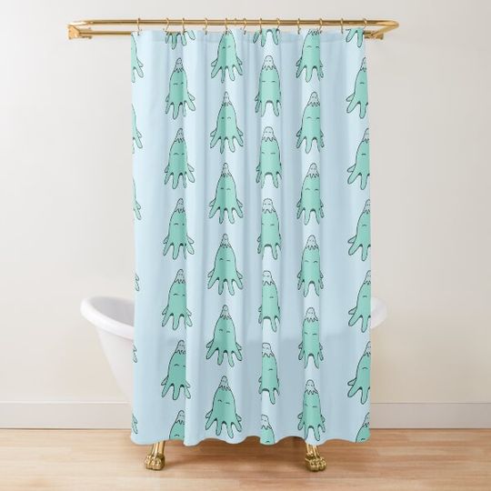 Discover Octopus Friends – Light Teal on Powder Blue Repeat Shower Curtain