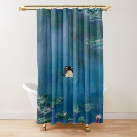 Discover Unimpressed Frog Matsumoto Hoji Grumpy Frog In Waterlily Pond Shower Curtain