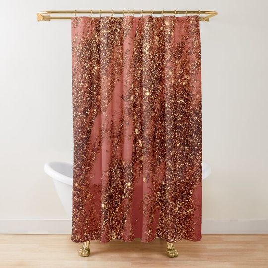 Discover Copper Rose Gold Metallic Glam Print Shower Curtain