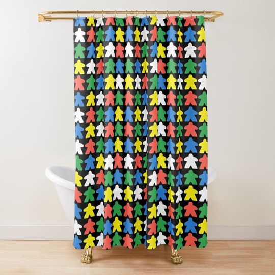 Discover Boardgame: Meeples (from classics such as Carcassonne) Shower Curtain