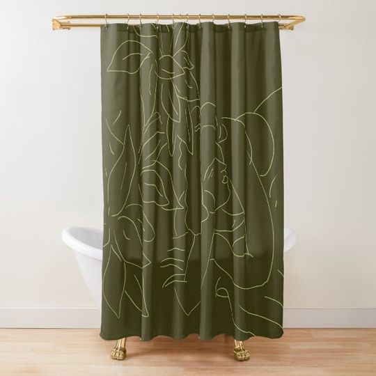 Discover Matisse Line Art #5 Green Shower Curtain
