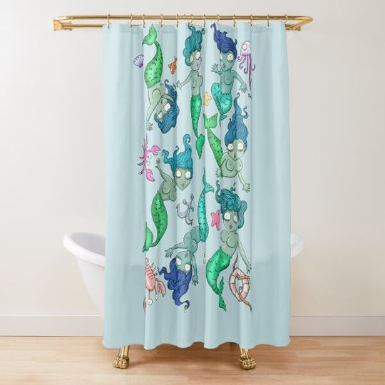 Discover School of Mermaids Shower Curtain