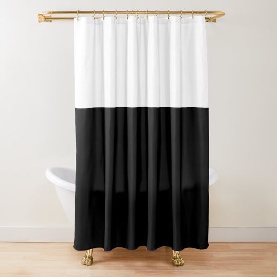 Discover Black White Color Block Shower Curtain
