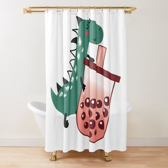 Discover Dino Boba - Boba Dino Shower Curtain