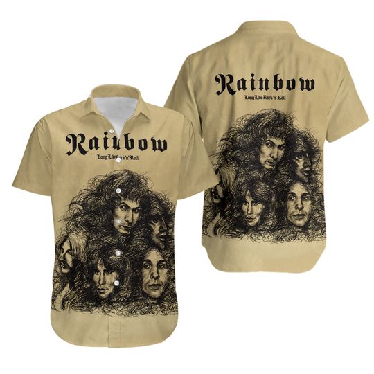 Discover Rainbow Band Hawaiian Shirt, Music Hawaiian Shirt, Rainbow Rock Vintage