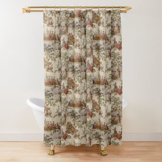 Discover French Country Toile Print MoJo Throw Shower Curtain