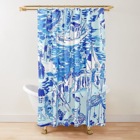 Discover The Blue Lily Sea Shower Curtain
