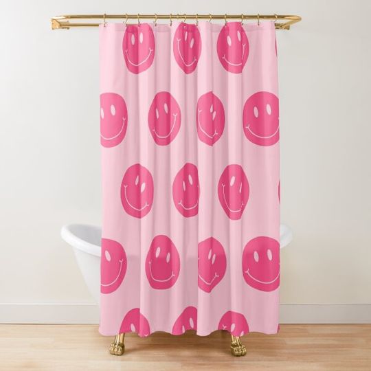 Discover Preppy School Supplies, Smile, Pink, Aesthetic, Smile Face, Preppy Aesthetic Shower Curtain
