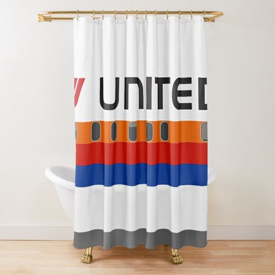 Discover Plane Tees - United Airlines (Saul Bass) Shower Curtain