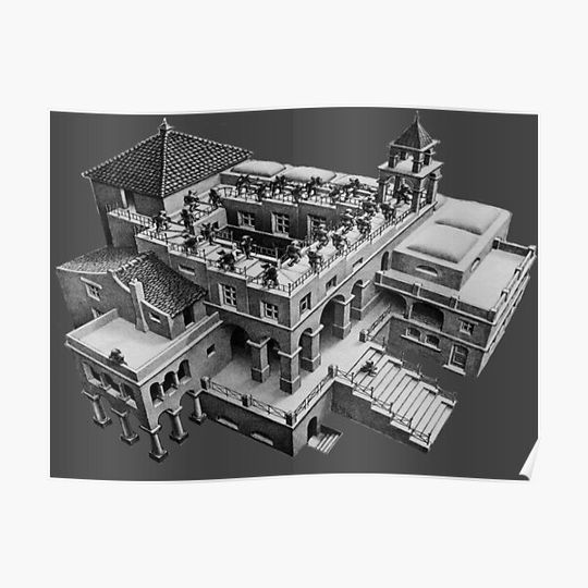 Discover M C ESCHER - impossible castle stairs Premium Matte Vertical Poster