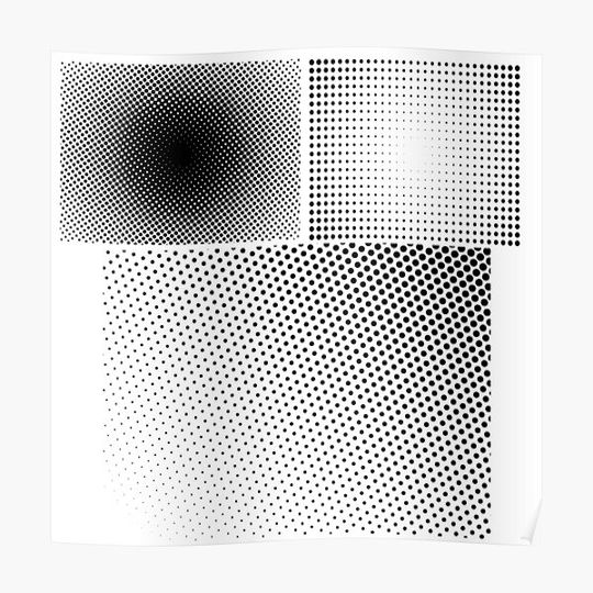 Discover Halftone Dots on White Background Poster