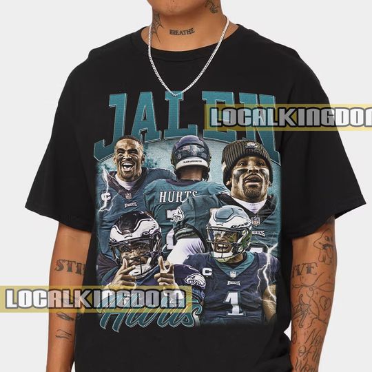 Discover Jalen Hurts Vintage Graphic Football T-Shirt
