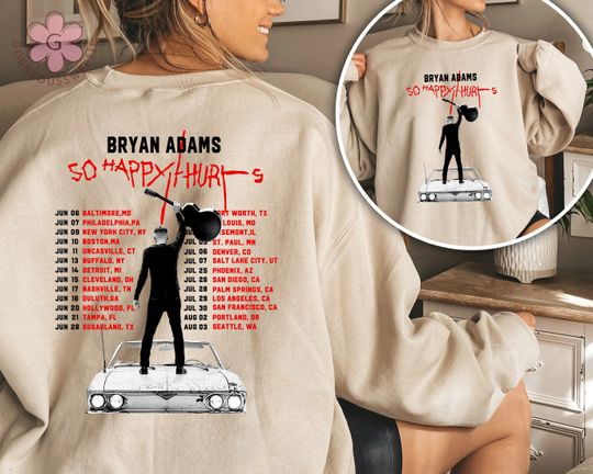 Discover Bryan Adams Tour 2023 T-Shirt, So Happy Hurts Tour, Vintage Bryan Adams sweatshirt