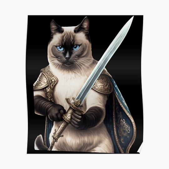 Discover Samurai Siamese Cat Artwork Premium Matte Vertical Poster