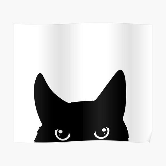 Discover Peeking Black Cat Silhouette Premium Matte Vertical Poster