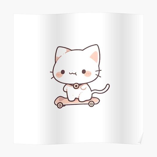 Discover Cute skateboarder cat Premium Matte Vertical Poster