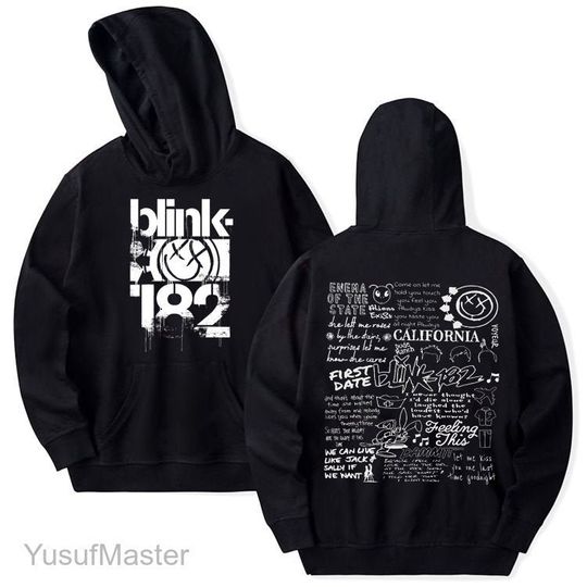 Discover Blink182 The World Tour 2023 Hoodie, Blink Smile 182 Shirt, B182 Lyric Album Song, B182 Sketch