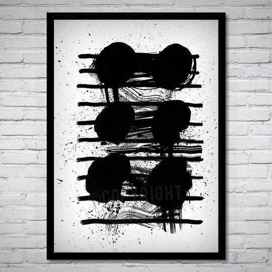 Discover Abstract Monochrome Black and White Minimal Brushstrokes 03 Poster Art Print