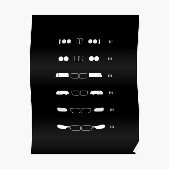 Discover 3 Heritage, 1975-Present day (E21, E30, E36, E46, E90, F30) Premium Matte Vertical Poster