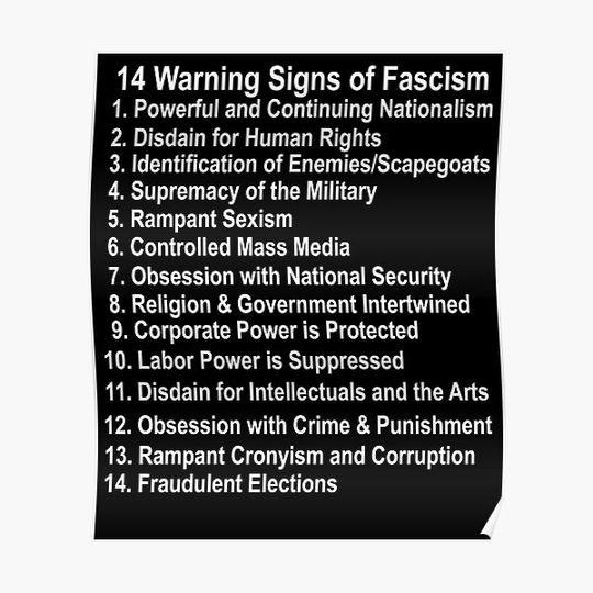 Discover 14 Warning Signs of Fascism Anti Donald Trump Resist Protest fascism Premium Matte Vertical Poster