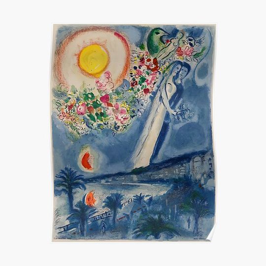 Discover Lovers in the Sky of Nice by Marc Chagall Premium Matte Vertical Poster