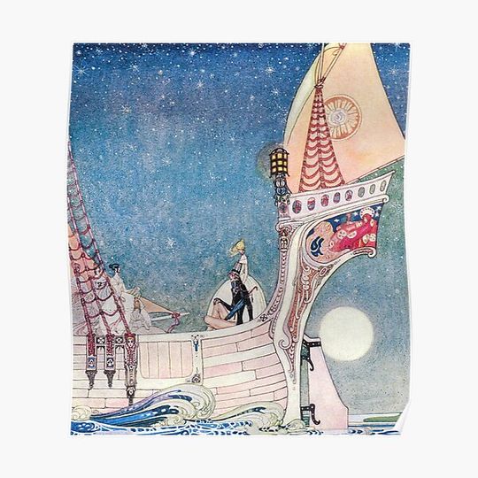 Discover Sailing Over the Seas  Kay Nielsen Premium Matte Vertical Poster