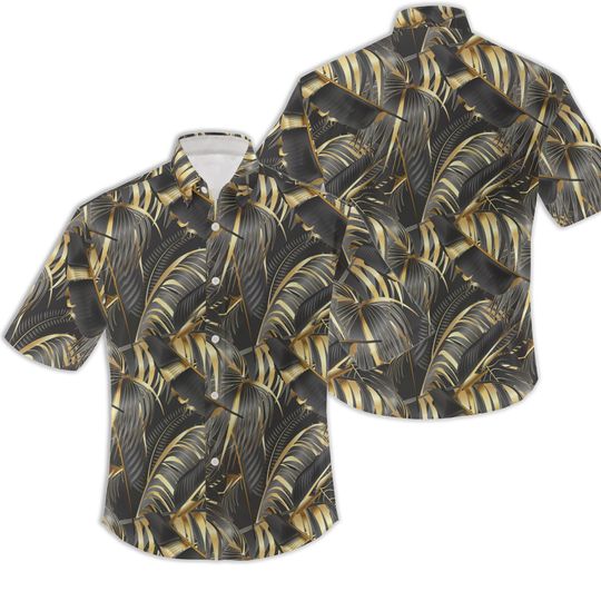 Discover Hawaiian Style Black and Gold Men's Shirt