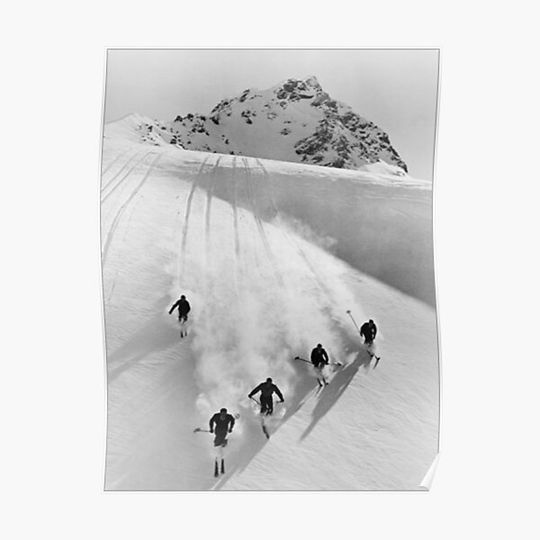 Discover Vintage downhill race in the swiss alps Premium Matte Vertical Poster