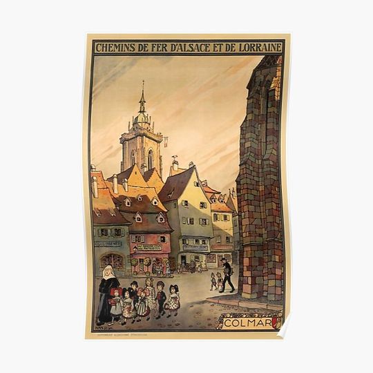 Discover Colmar vintage travel poster Premium Matte Vertical Poster