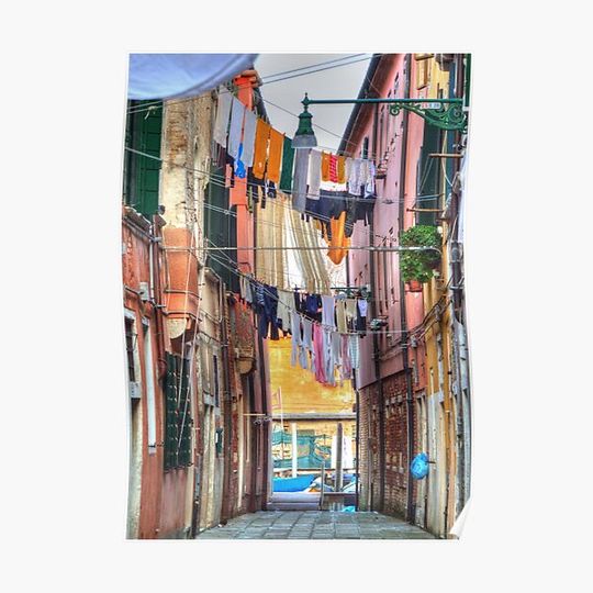 Discover Clotheslines In Venice Italy Premium Matte Vertical Poster