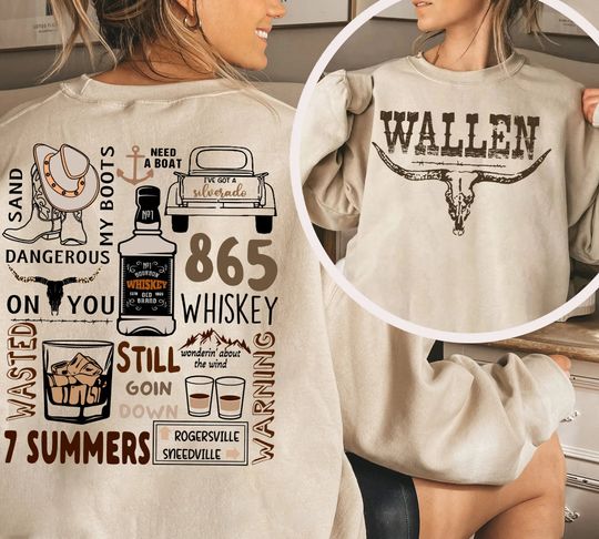 Discover Wallen Western Crewneck Sweatshirt, Cowgirl Wallen