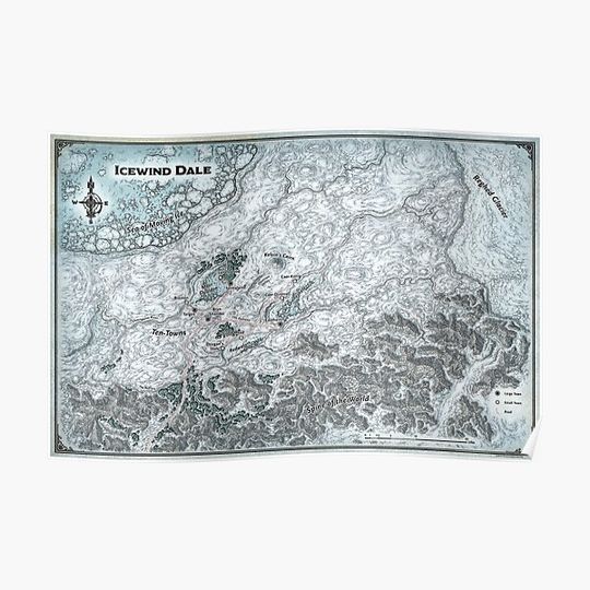 Discover Dungeons and Dragons Icewind Dale Rime of the Frostmaiden Map Premium Matte Vertical Poster