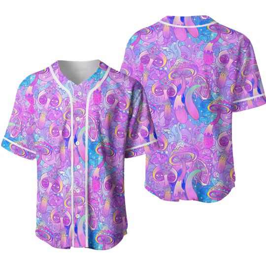 Discover Trippy Magic Mushrooms Rave Jersey - Custom Festival Outfit Baseball Jersey