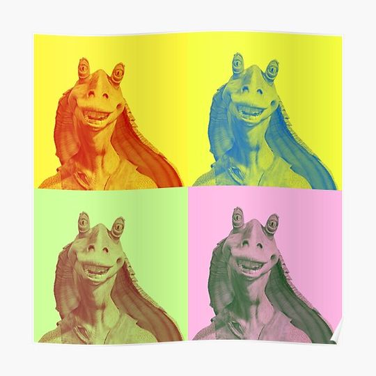 Discover Multi-Colored Jar Jar Binks Premium Matte Vertical Poster