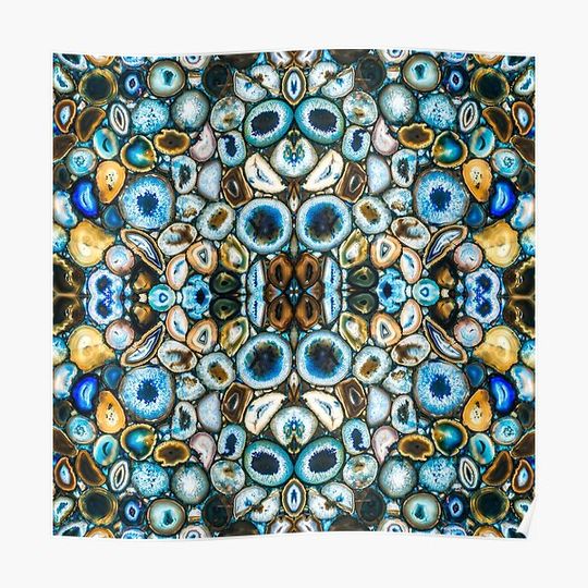 Discover Blue Geodes & Agates Mandala Pattern 3 Premium Matte Vertical Poster
