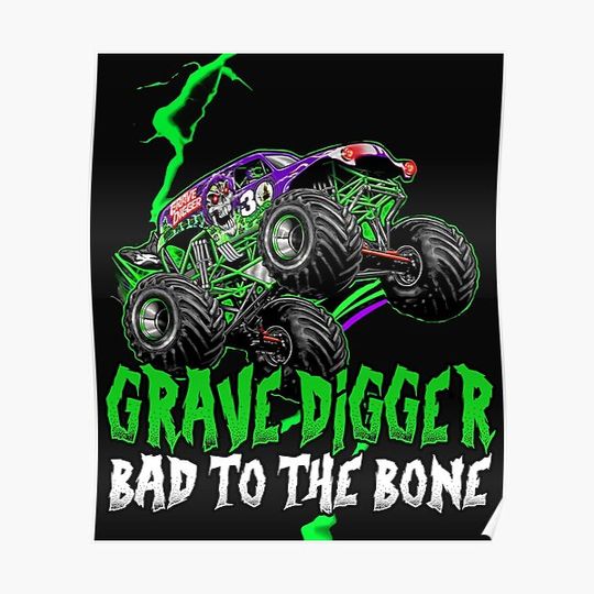 Discover Grave Digger Bad to the Bone monster jam grave digger monster truck Fanart Premium Matte Vertical Poster