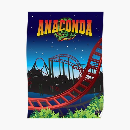 Discover Anaconda Kings Dominion Night Time Premium Matte Vertical Poster