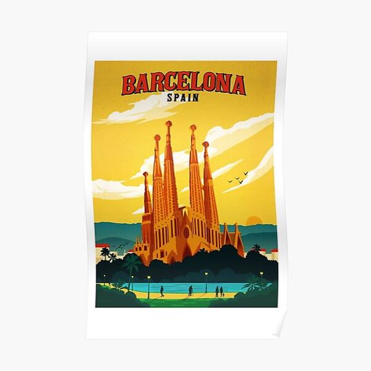 Discover Travel Barcelona Premium Matte Vertical Poster