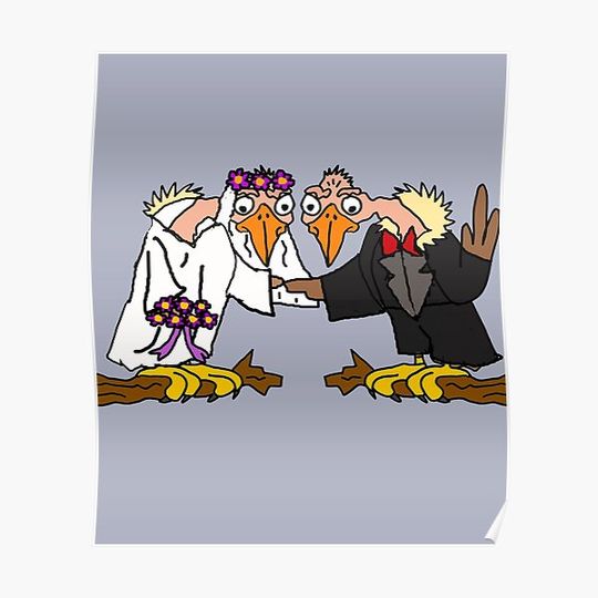 Discover Funny Old Buzzard Wedding Cartoon Premium Matte Vertical Poster
