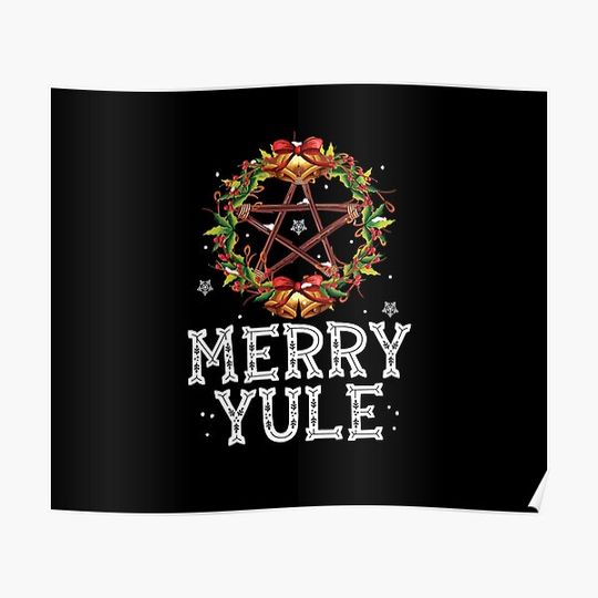 Discover Merry Yule Winter Solstice Holly Pentagram Gift Premium Matte Vertical Poster