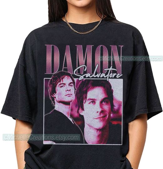 Discover Damon Salvatore 90s Inspired Vintage TShirt - Damon Salvatore Vintage Bootleg
