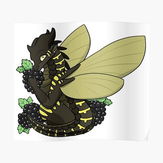 Discover Bumblebee with Blackberries Premium Matte Vertical Poster
