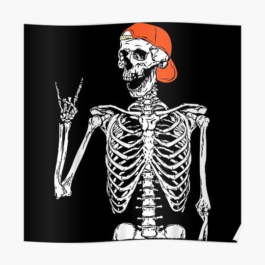 Discover Rocker Skeleton Hand Rock On Costume Funny Halloween Premium Matte Vertical Poster