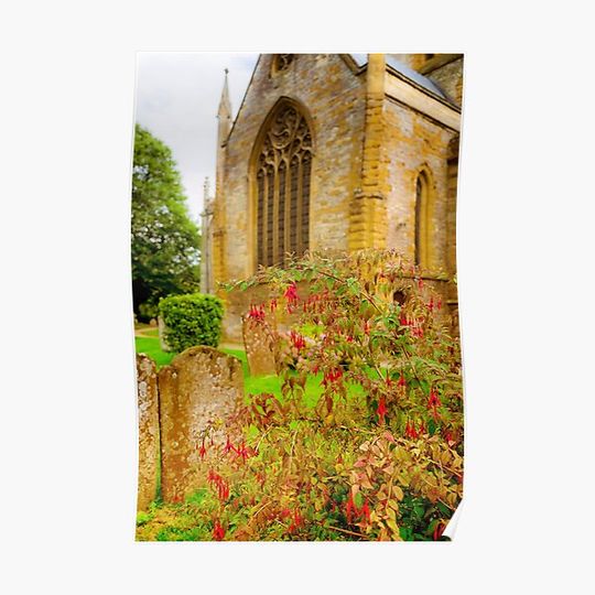 Discover Holy Trinity Church With Flowers & Gravestones Premium Matte Vertical Poster