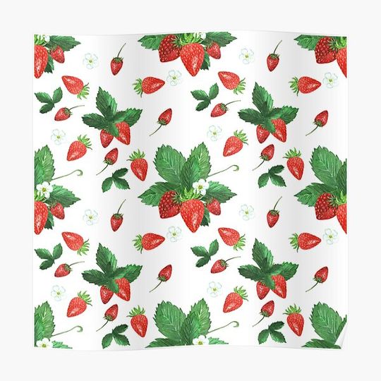 Discover Strawberry Neck Gator Strawberry Blossoms Strawberries Premium Matte Vertical Poster