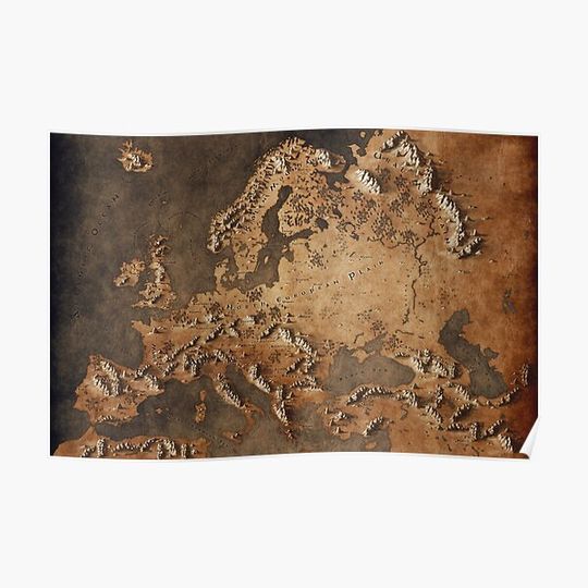 Discover Map of Europe - Fantasy Theme Premium Matte Vertical Poster
