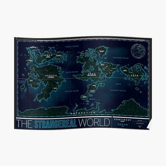 Discover Strangereal World Map Premium Matte Vertical Poster