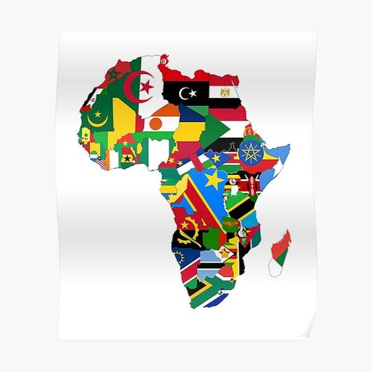 Discover African Map with Flags Premium Matte Vertical Poster