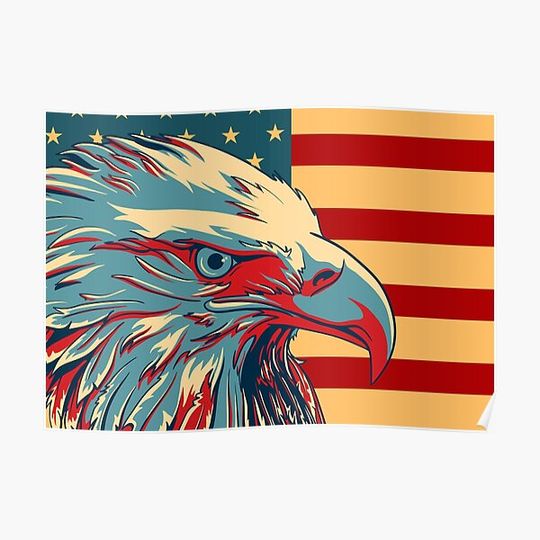 Discover American Patriotic Eagle Bald Premium Matte Vertical Poster